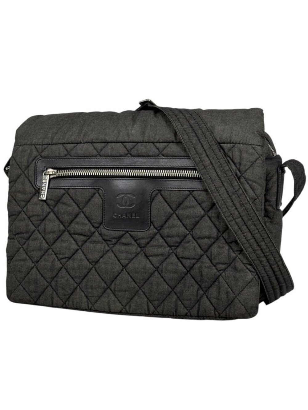 Chanel Shoulder Bag Coco Cocoon Canvas Dark Gray